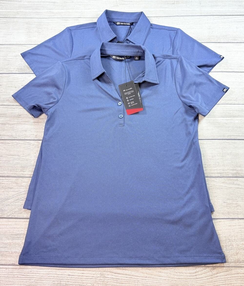 Travis Matthew Women’s Lot Of 2 Performance Lightweight Polos Blue Golf Size M